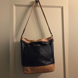 Margot Black and Tan Leather Shoulder Bag